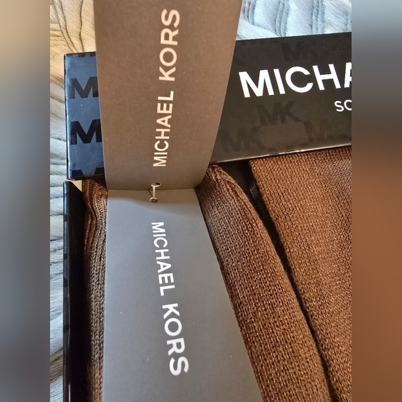Michael Kors Brown and Black Scarf and Hat Set